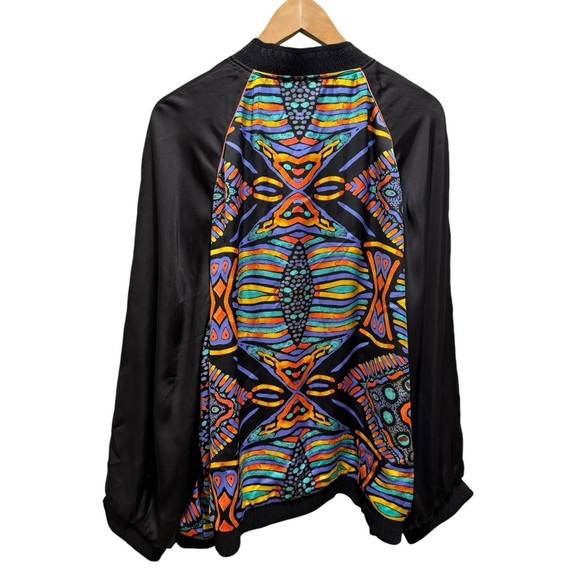 Melissa McCarthy Seven7 Reversible Colorful Abstract Bomber Jacket  Size 4x - Picture 5 of 14